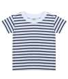 LW027 Kids Striped Crew Neck T-Shirt White / Oxford Navy colour image